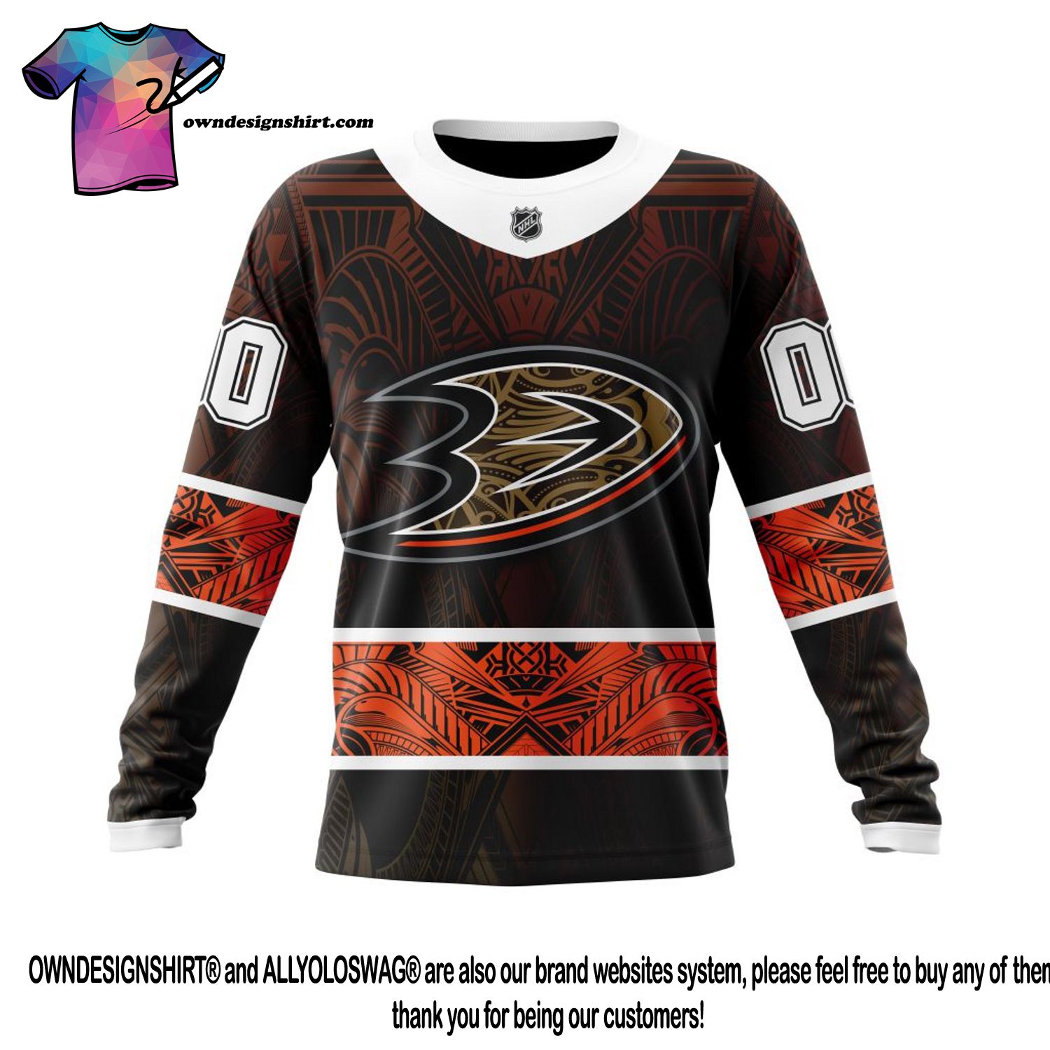 NHL Mighty Ducks Orange and Black Holiday Sweater in 2023