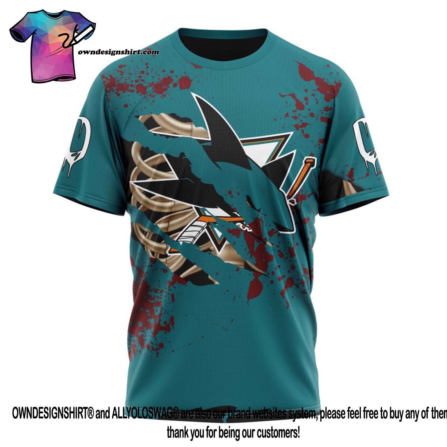 NHL San Jose Sharks Digital Camo Armed Forces Jersey Style Shirt