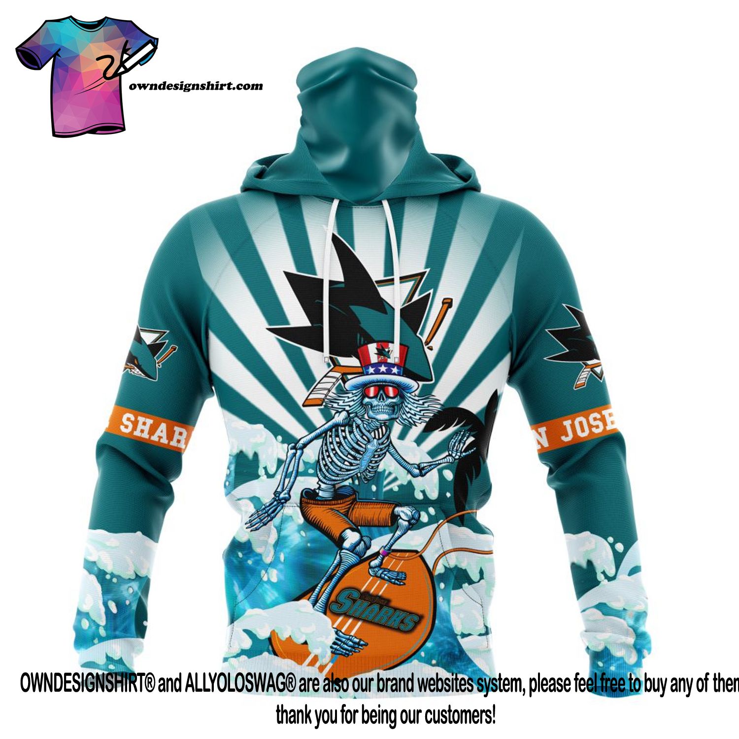 San Jose Sharks Shirt 3D Customized Skeleton Gift - Personalized Gifts:  Family, Sports, Occasions, Trending