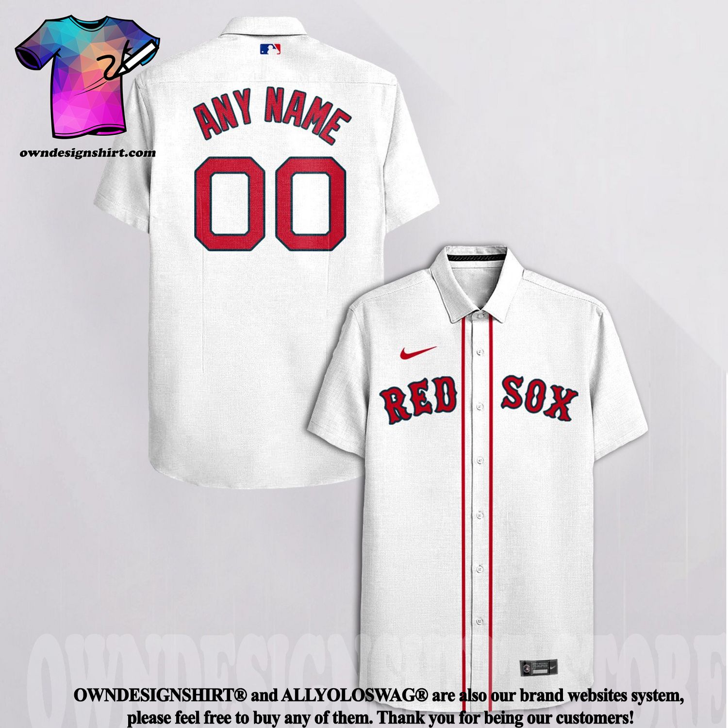 The best selling] Personalized Boston Red Sox All Over Print Hawaiian Shirt  - White Gift For Fans