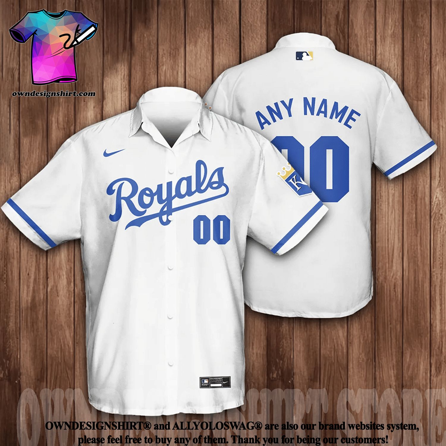 The best selling] Personalized Kansas City Royals Baseball All Over Print  Hawaiian Shirt - White
