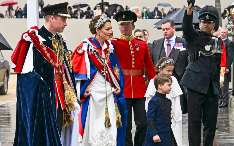 What is the costume of the royal family of kate middleton at the coronation of king charles iii?
