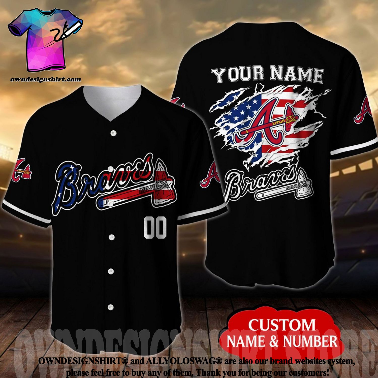 MLB Atlanta Braves Mix Jersey Custom Personalized Hoodie Shirt