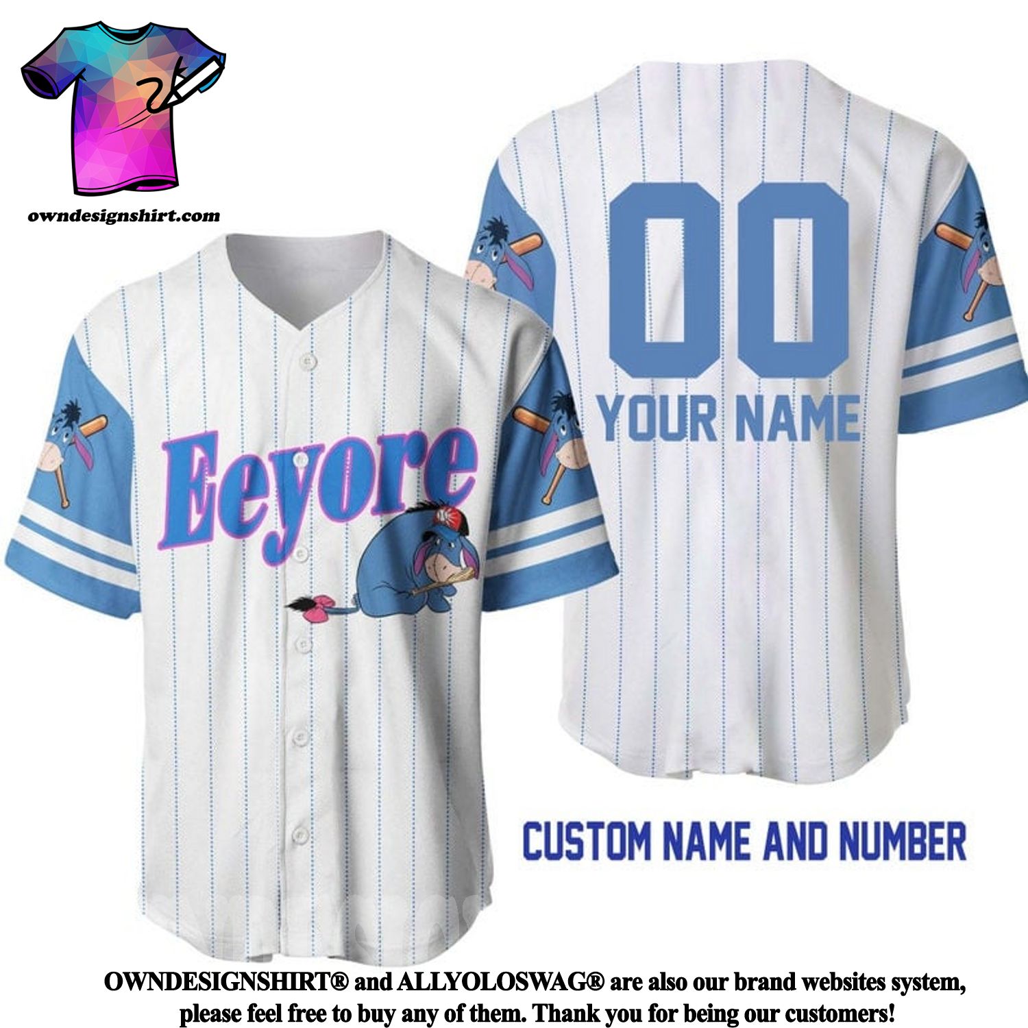 Custom Logo Name Number White Pinstripe Baseball Jersey