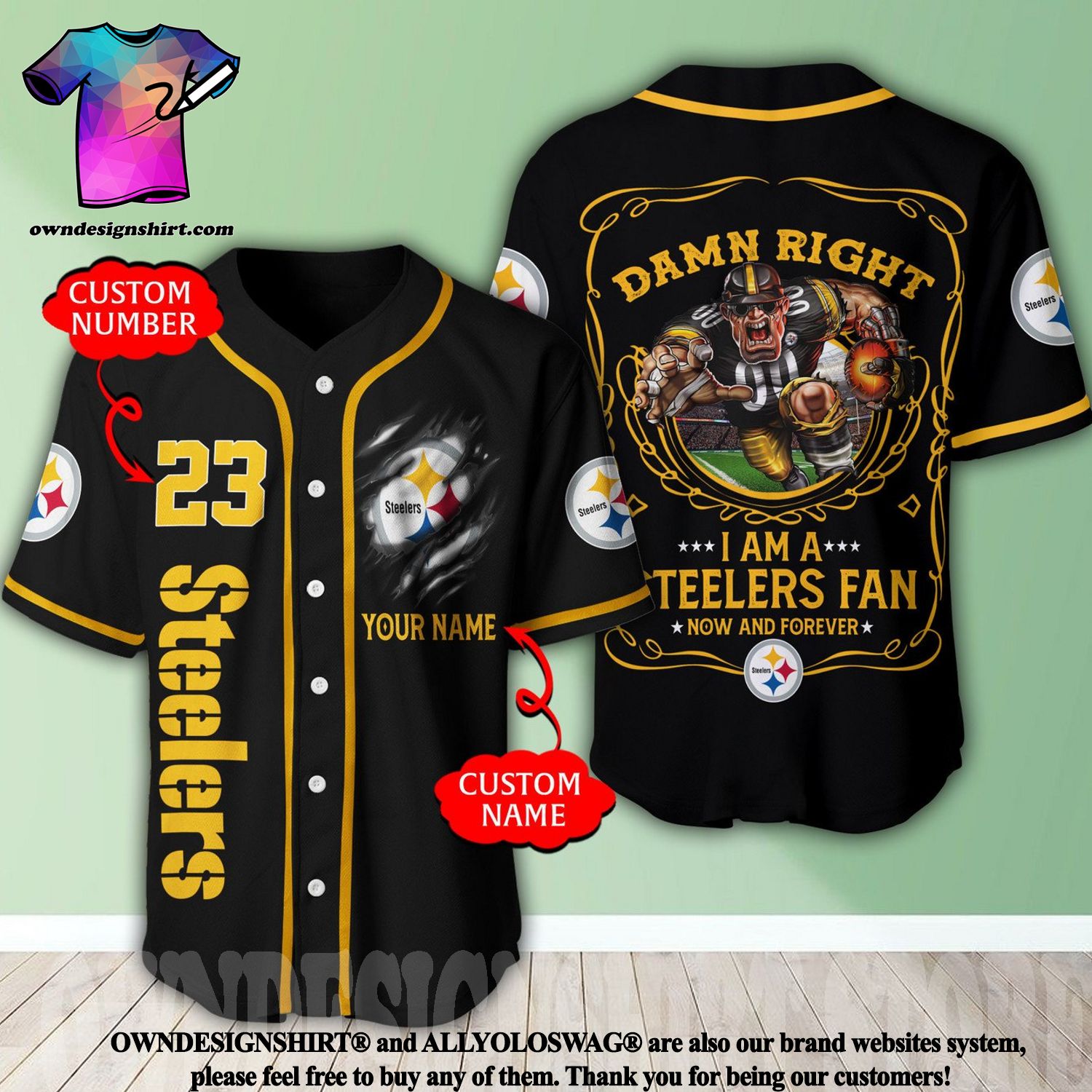 Pittsburgh Steelers Personalized Custom Color Rush Jersey Inspired