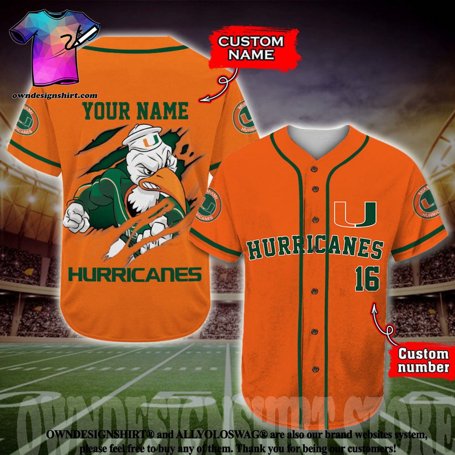 Miami Hurricanes Baseball Jersey Shirt Personalized Gift For Football Lover