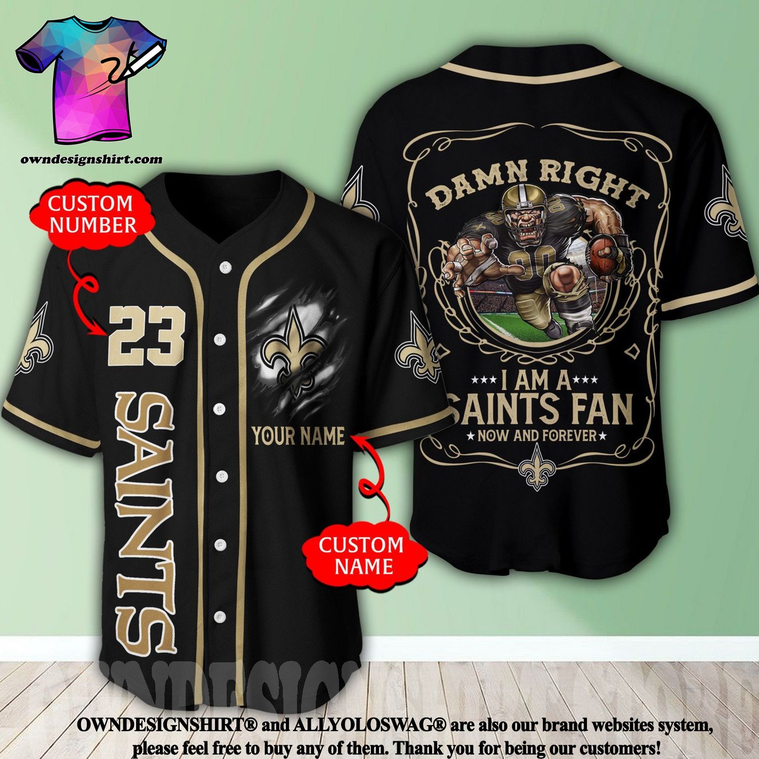 new orleans saints baseball shirt