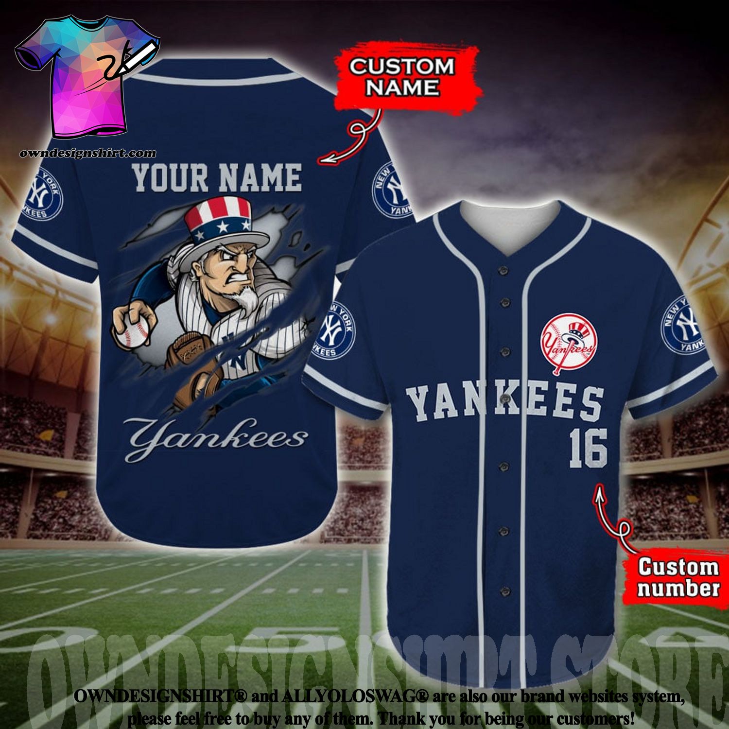 Custom Name And Number Striped Style New York Yankees Baseball