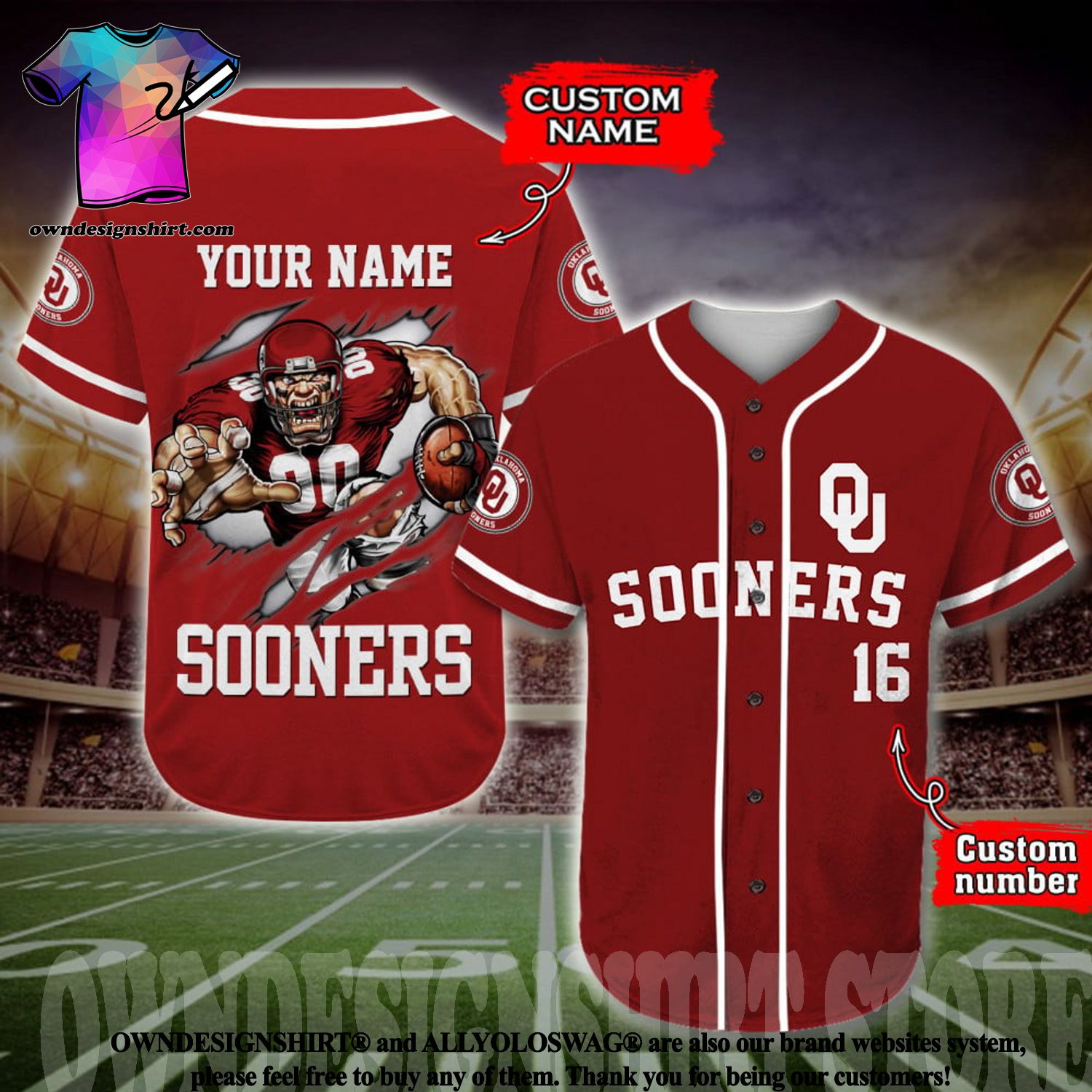 Custom oklahoma sooners clearance jersey