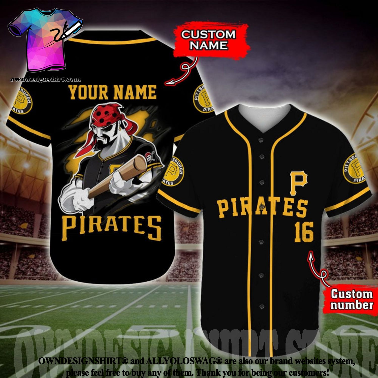 Pittsburgh Pirates Black Alternate Custom Name Number Print Baseball Jersey