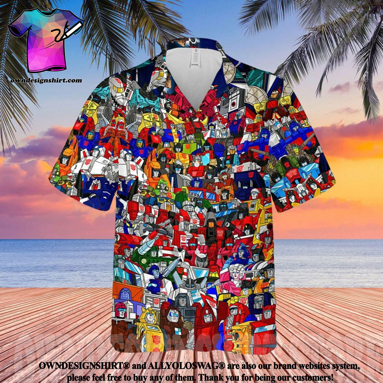 Transformers G1 Cartoon Graphics All Over Print Hawaiian Shirt