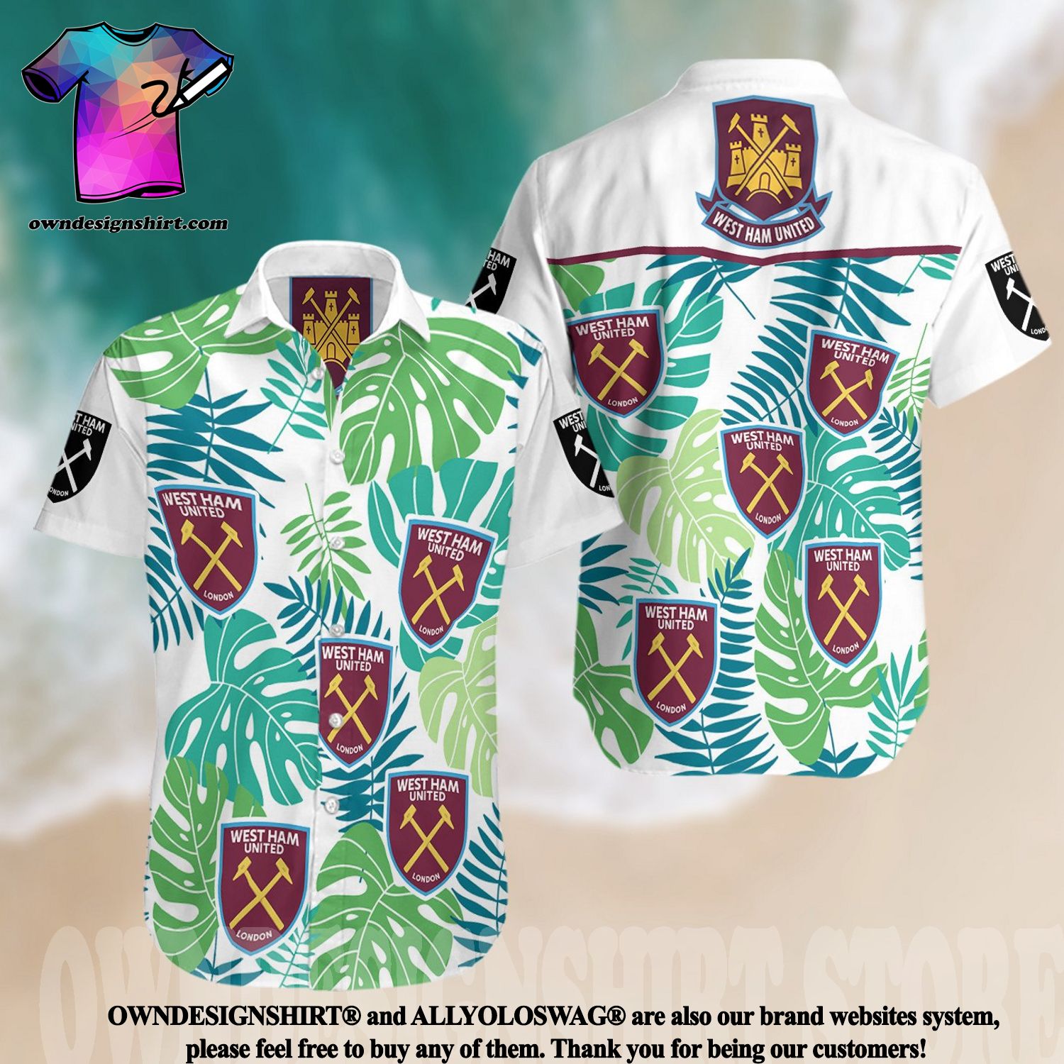 Enjoy this summer with a G West hoodie or a West Ham Hawaiian shirt