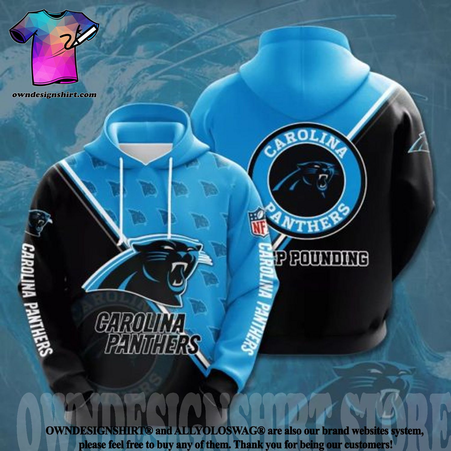 Carolina Panthers Logo American Football Camo 3D Hoodie Nfl 3D