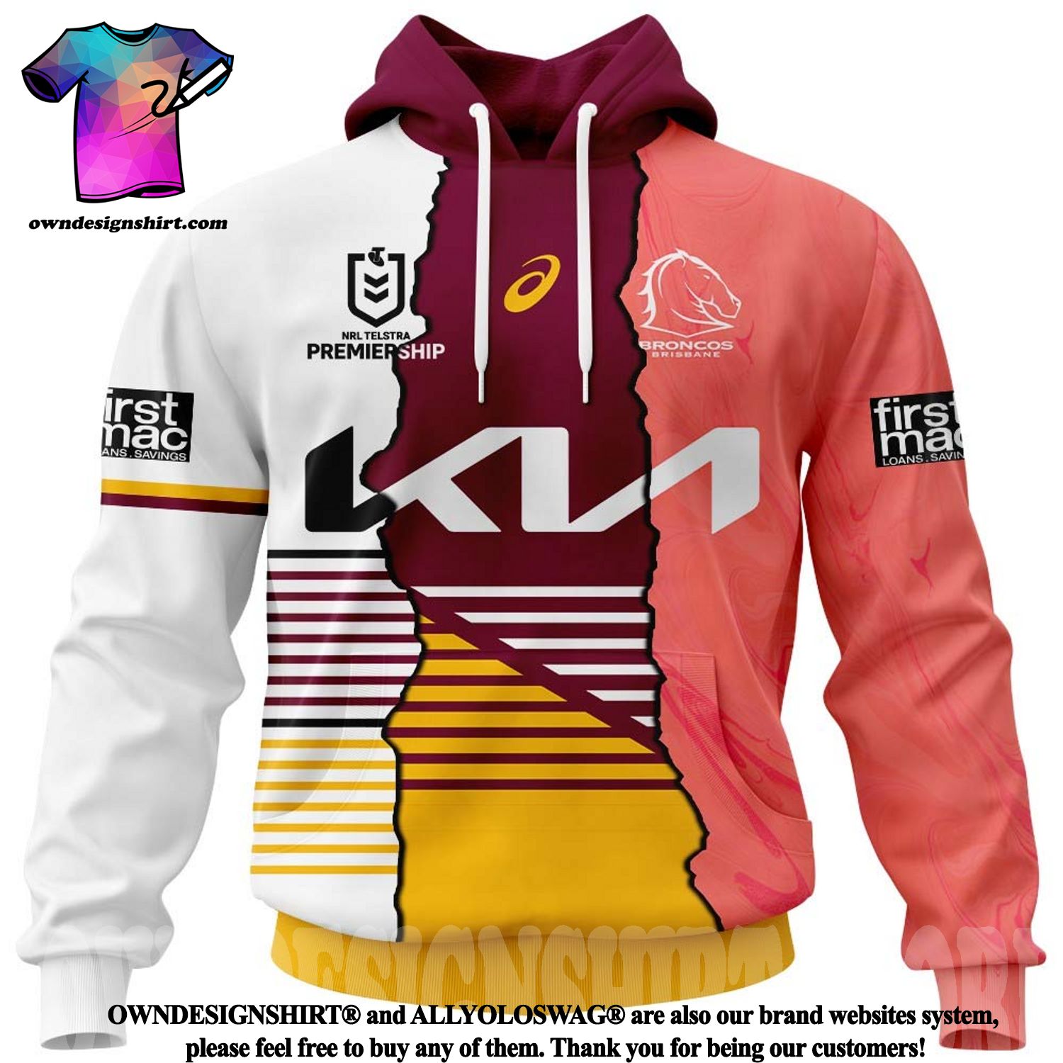 Shop Official Brisbane Broncos NRL Fleece Hoodie Online – My Team Shop