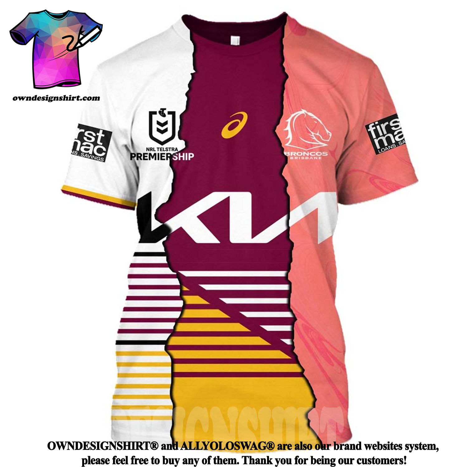 Brisbane Broncos 3D Polo Shirt NRL 2023 Custom Number And Name Gift For Men  And Women - Banantees