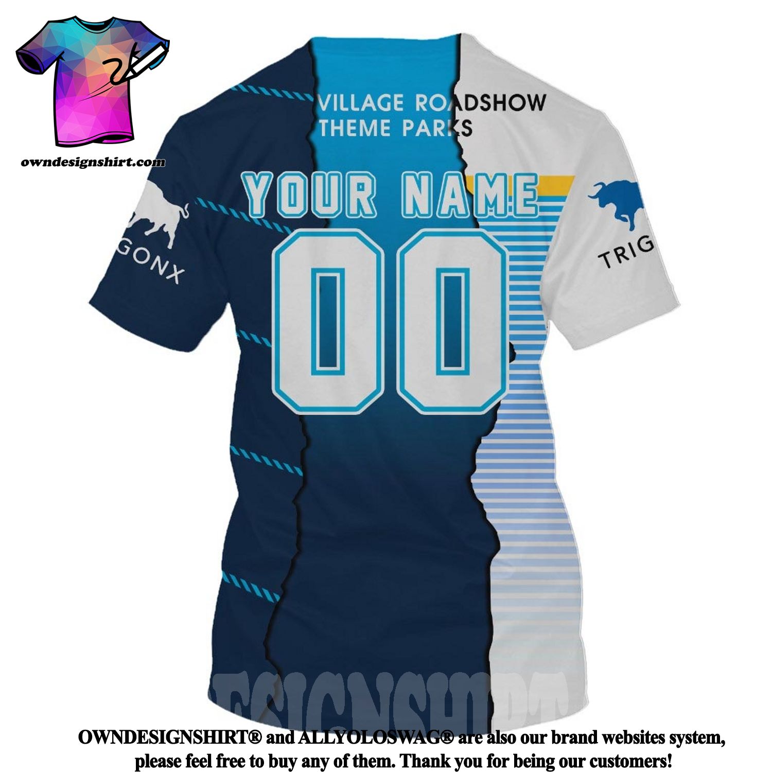 NRL Gold Coast Titans Custom Name Number 2021 Home Jersey Pullover Hoodie