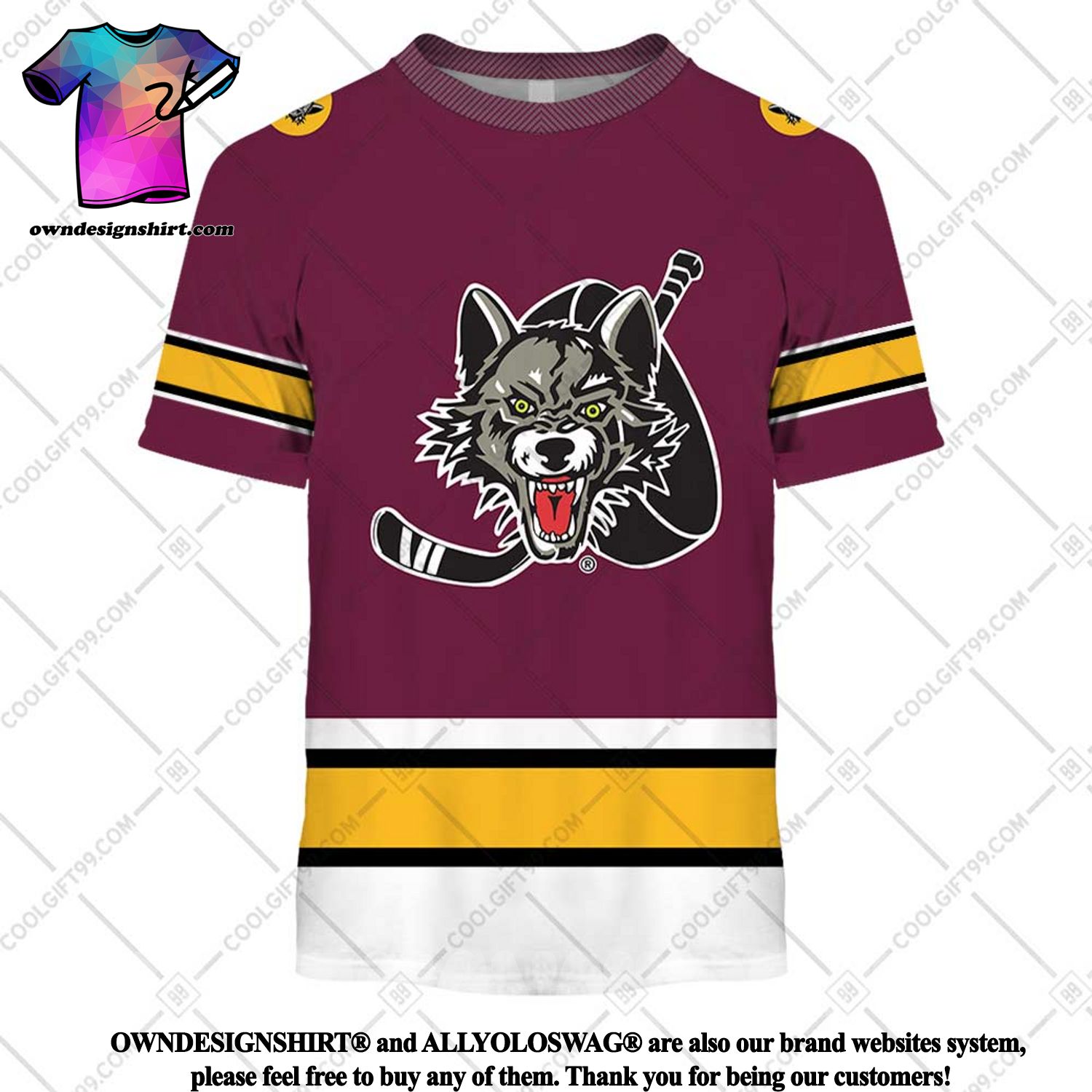 The best selling] Personalized AHL Chicago Wolves Color jersey