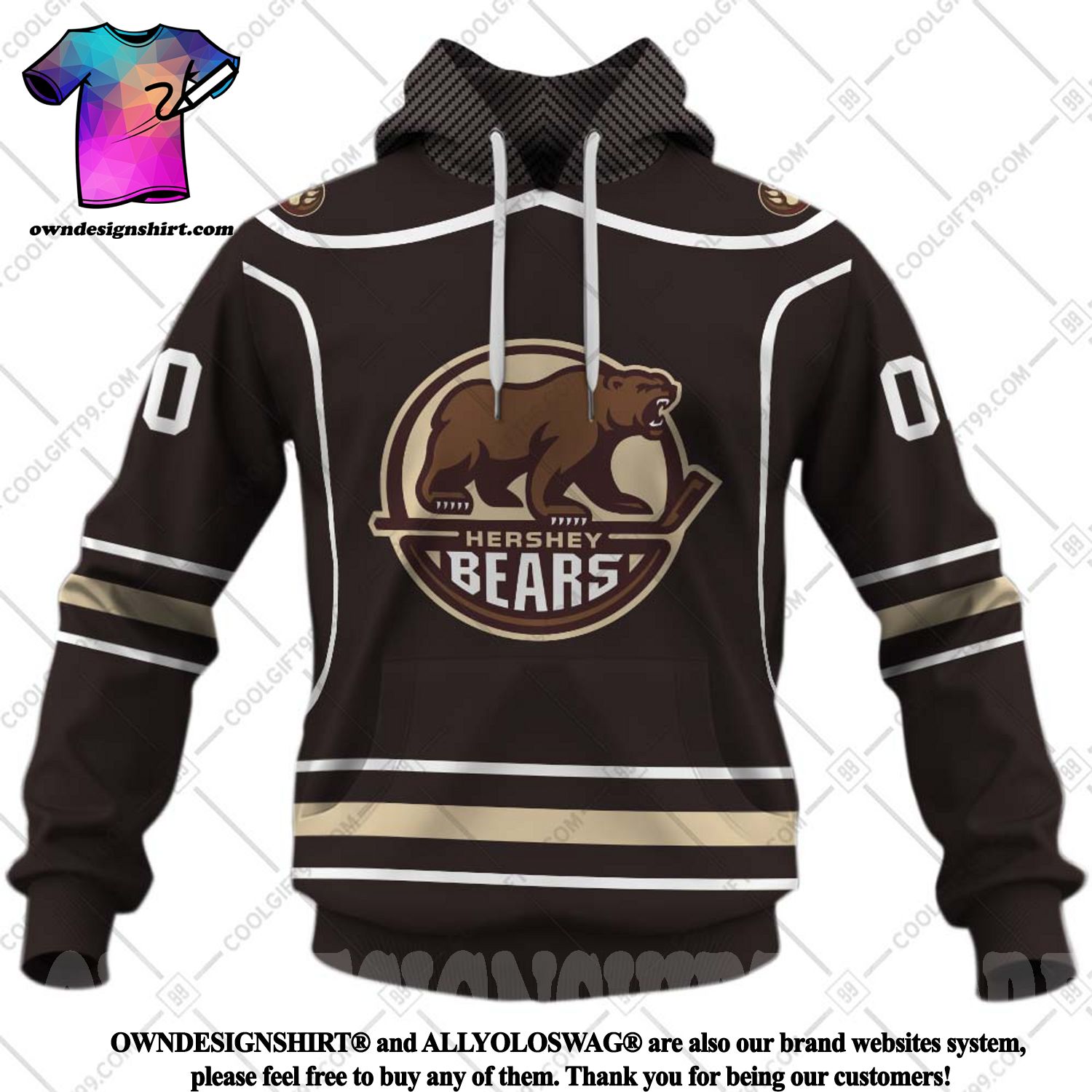 Hershey Bears Customized Number Kit for 2012-2022 Home Jersey