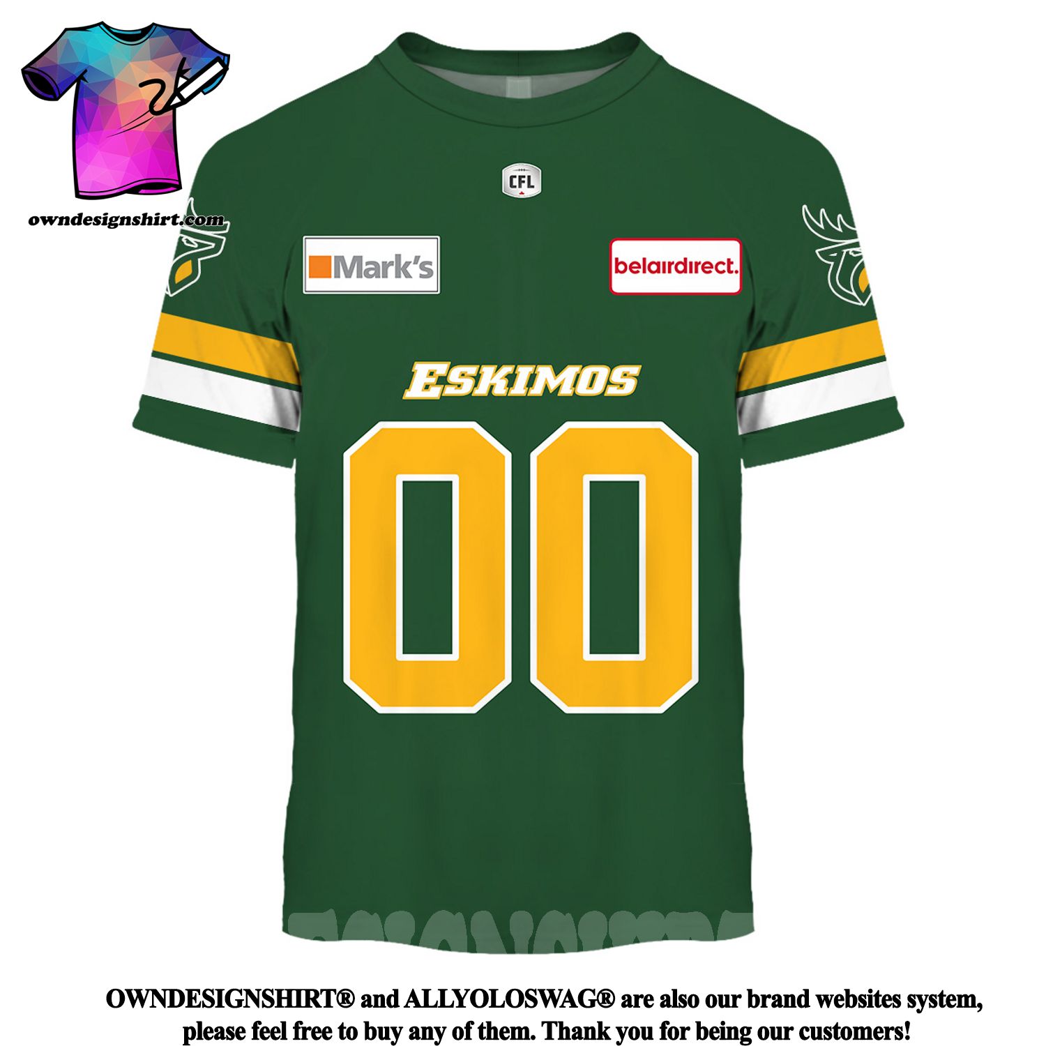 Men's CFL Edmonton Elks New Era Replica Home Jersey - Green