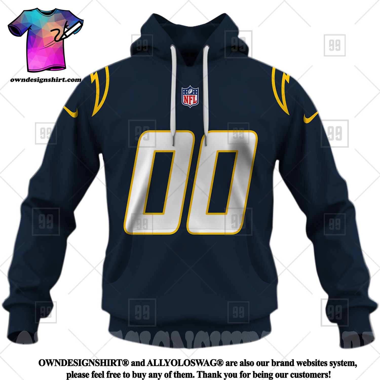 Los Angeles Chargers Nike Custom Game Jersey - Navy