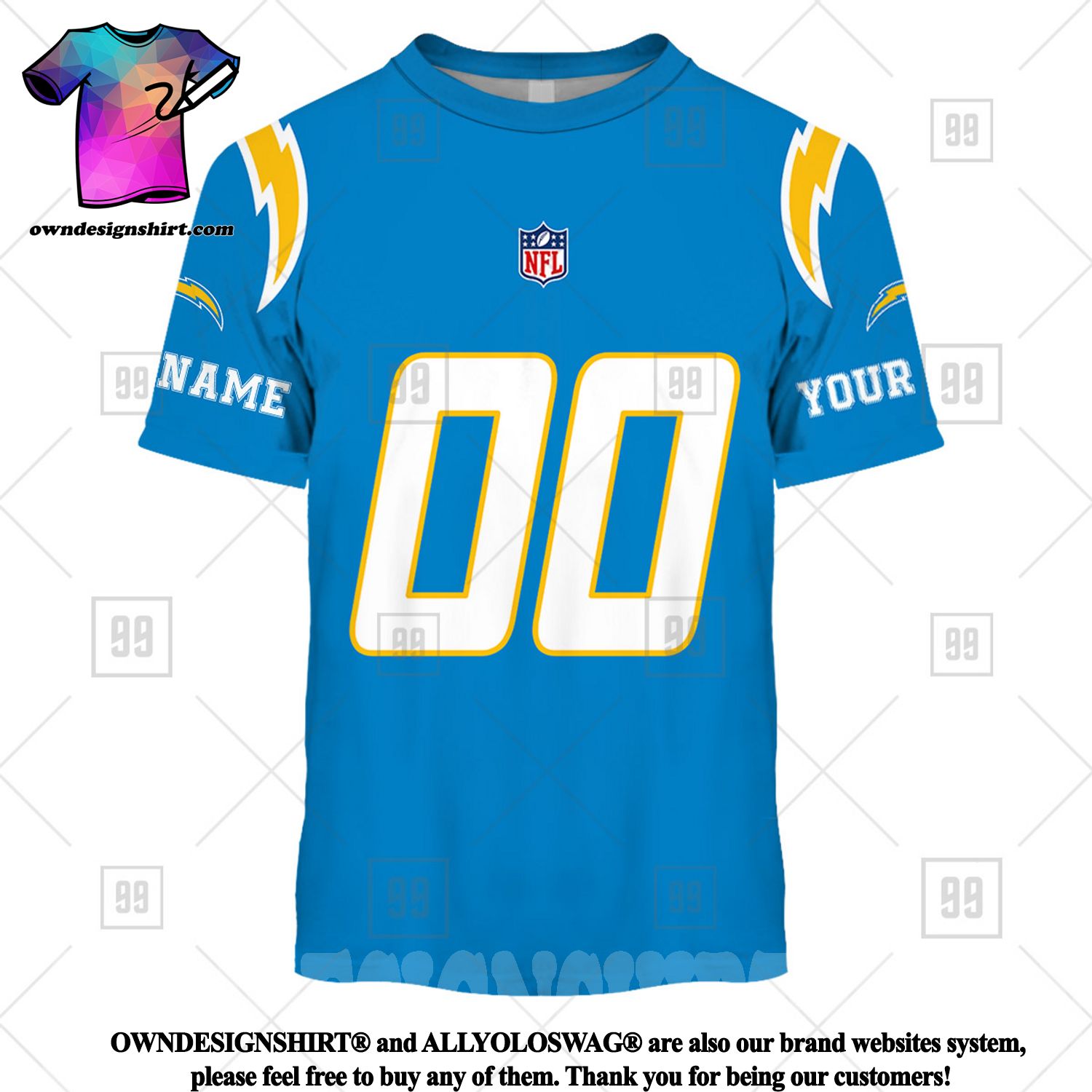 Jersey Ninja - Los Angeles Chargers White Hockey Jersey