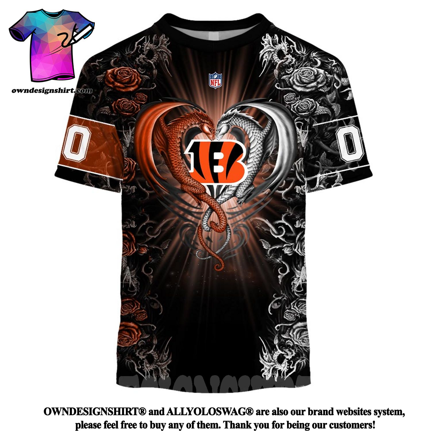 The best selling] Personalized NFL Rose Dragon Cincinnati Bengals