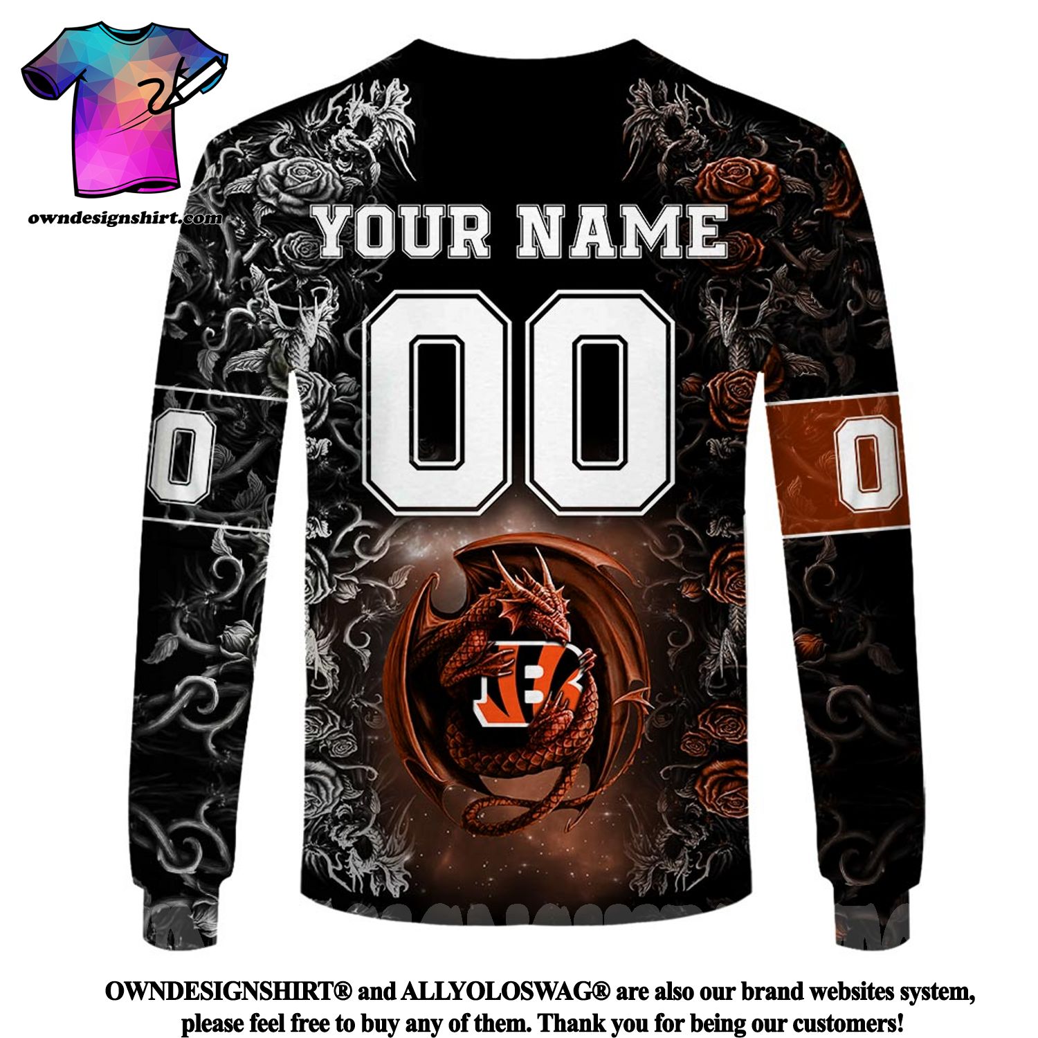 The best selling] Personalized NFL Rose Dragon Cincinnati Bengals