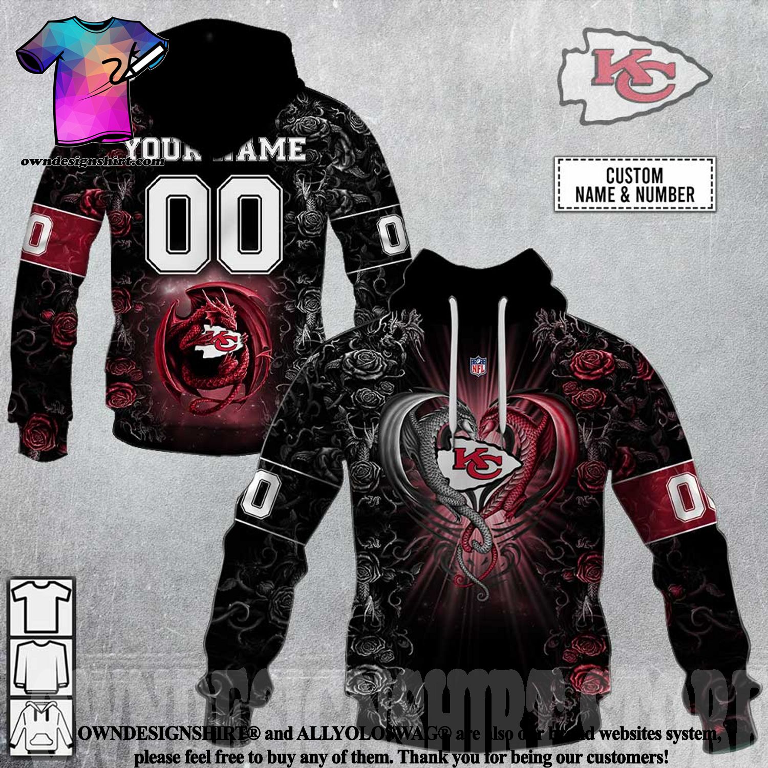 The best selling] Personalized NFL Rose Dragon Kansas City Chiefs Amazing  Outfit Shirt