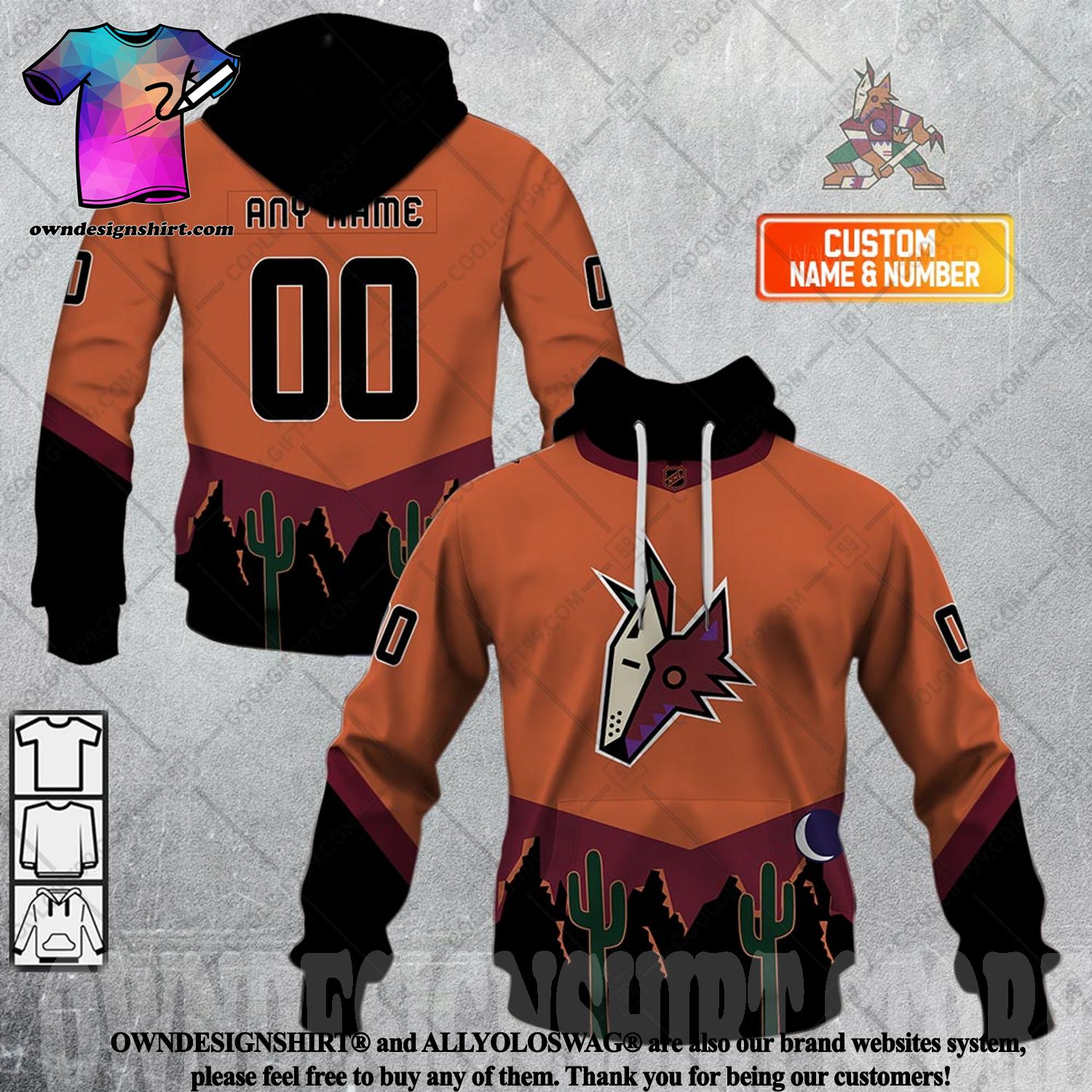NHL Arizona Coyotes Custom Name Number Retro Jersey Fleece Blanket