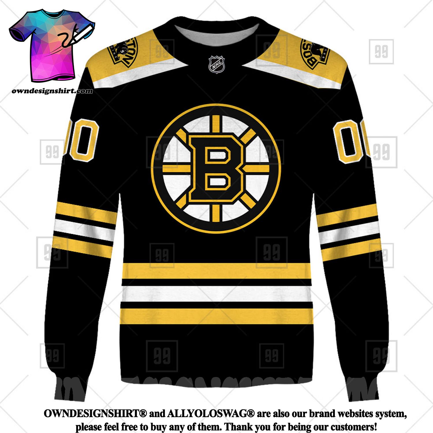 Custom Name And Number NHL Boston Bruins Mix Jersey 2023 Tshirt - Torunstyle