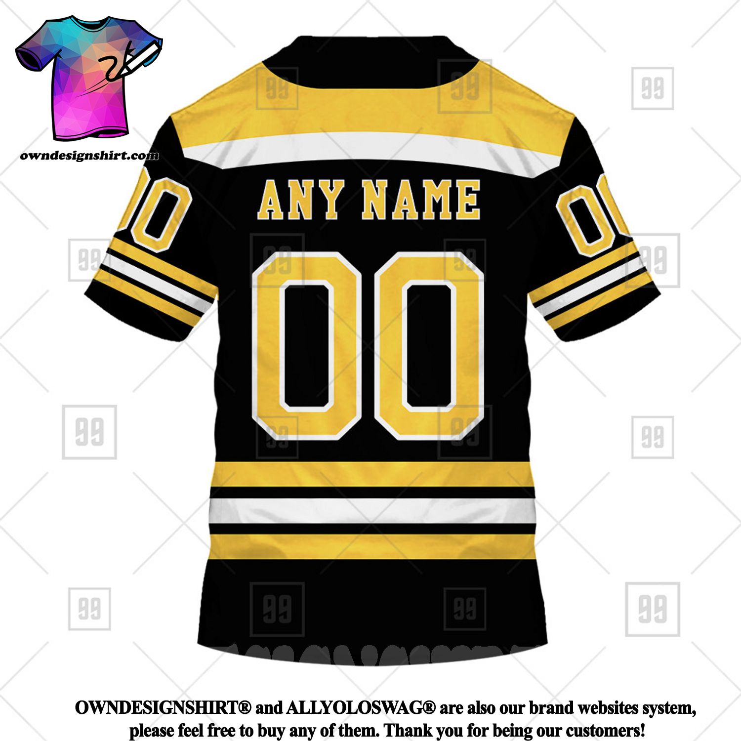 Custom Boston Bruins Jersey Name And Number Third Black - Tee Fashion Star