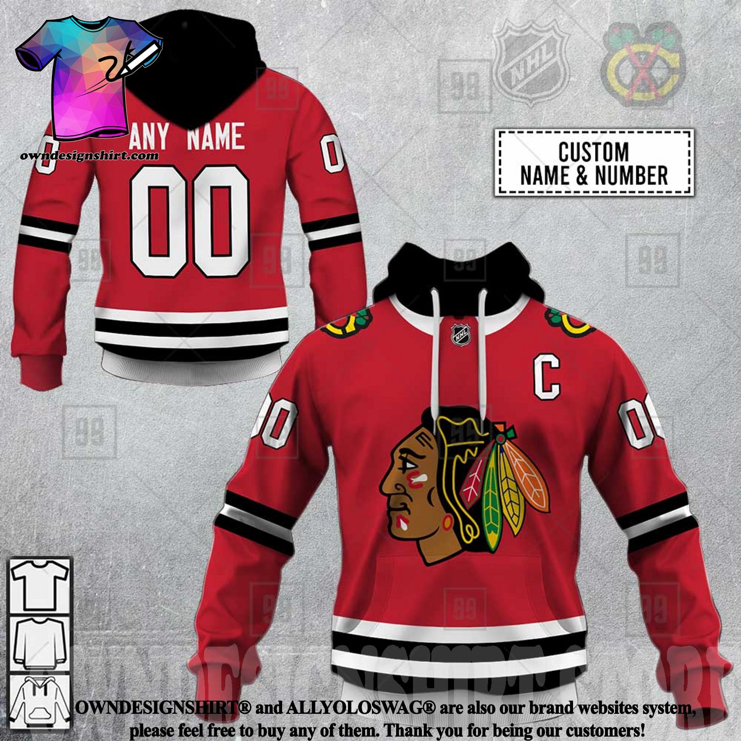 Top-selling item] Custom Chicago Black Hawks Hockey Team Full Printing  Hockey Jersey