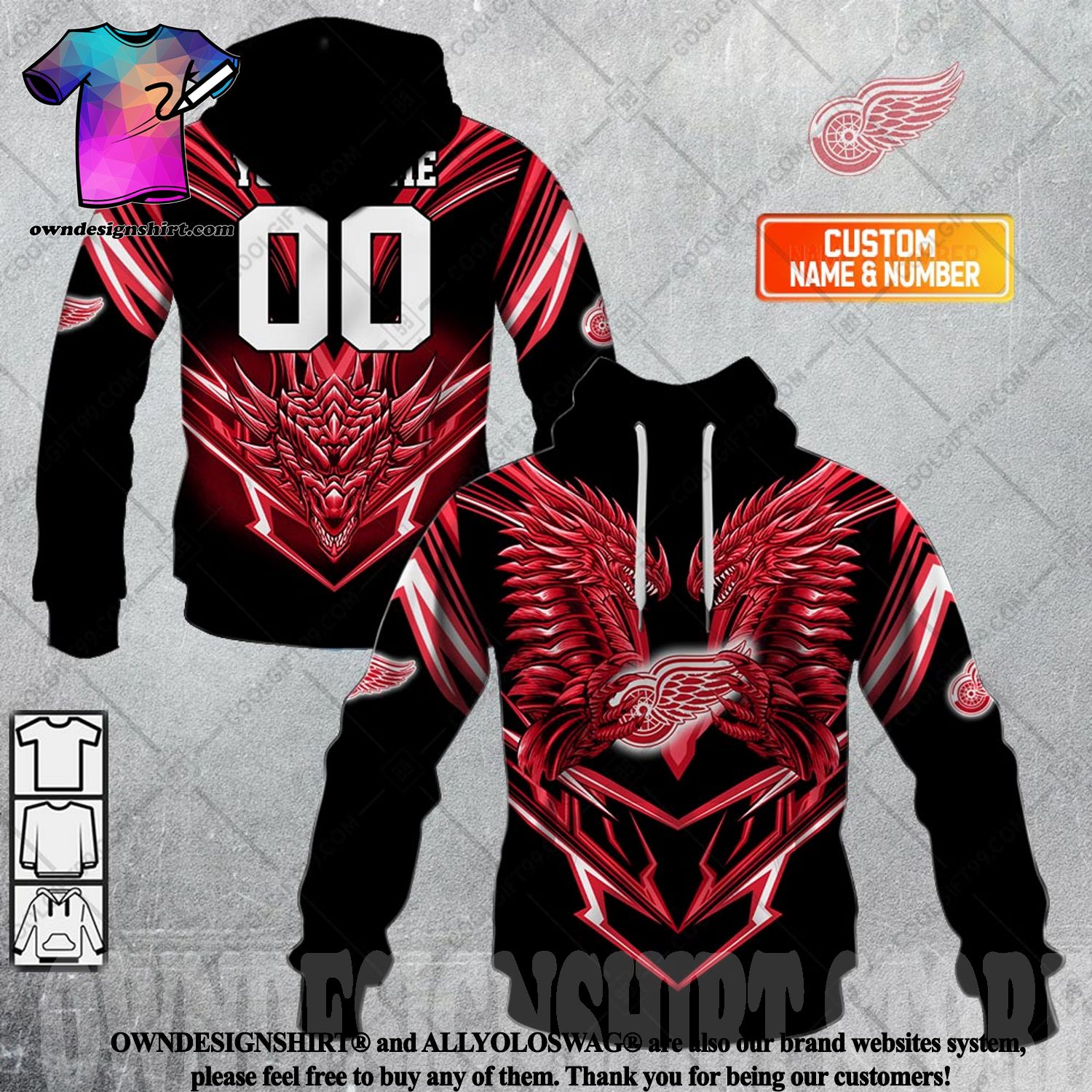Personalized NHL Detroit Red Wings Dragon V05 Hot Outfit Shirt