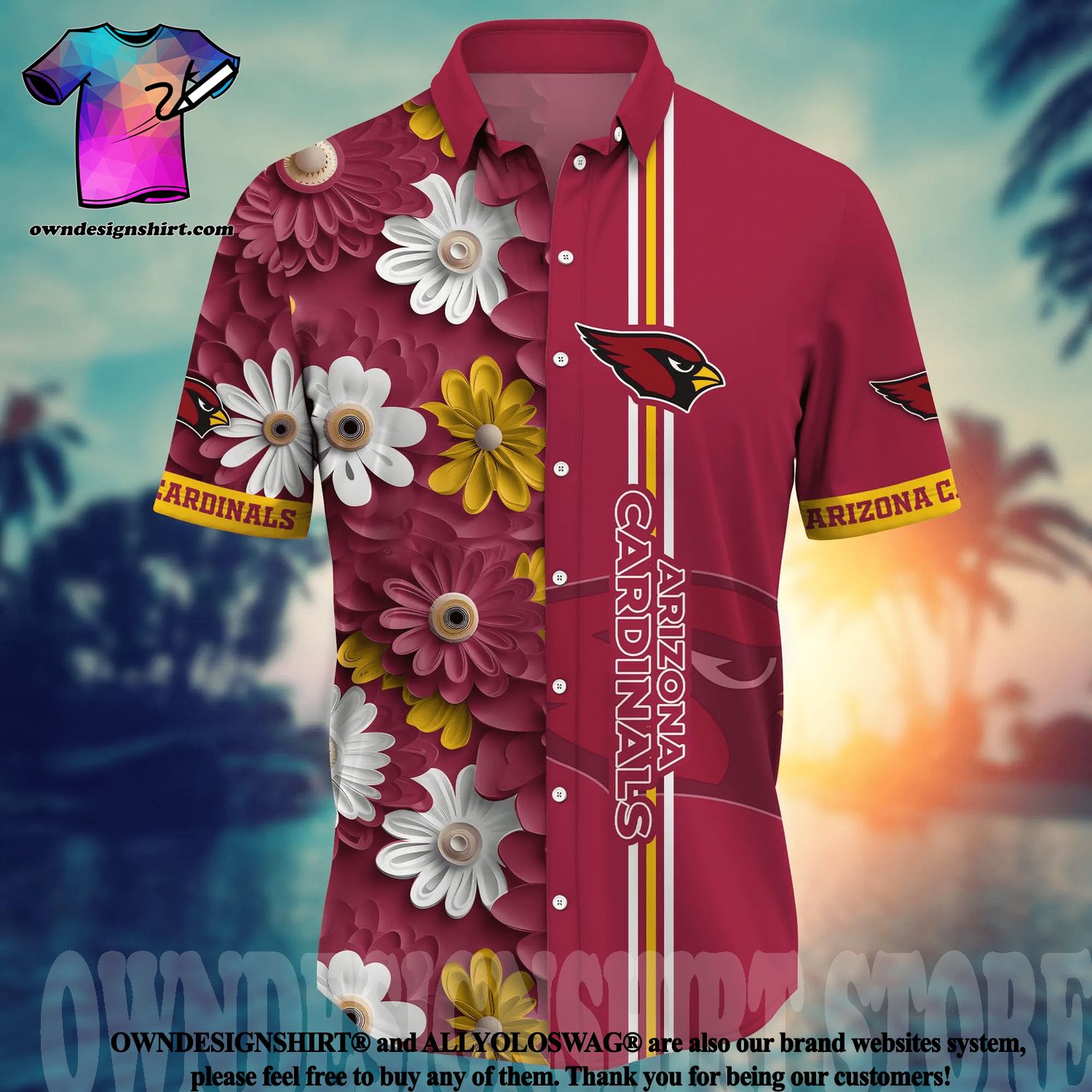 Arizona Cardinals NFL Flower Logo Colorful Hawaiian Shirt