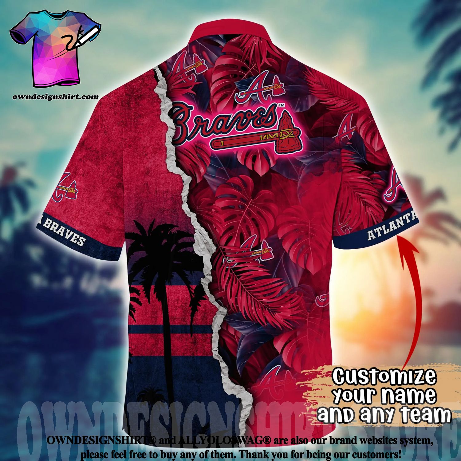 Atlanta Braves MLB Flower Unisex Full Printed Hawaiian Shirt