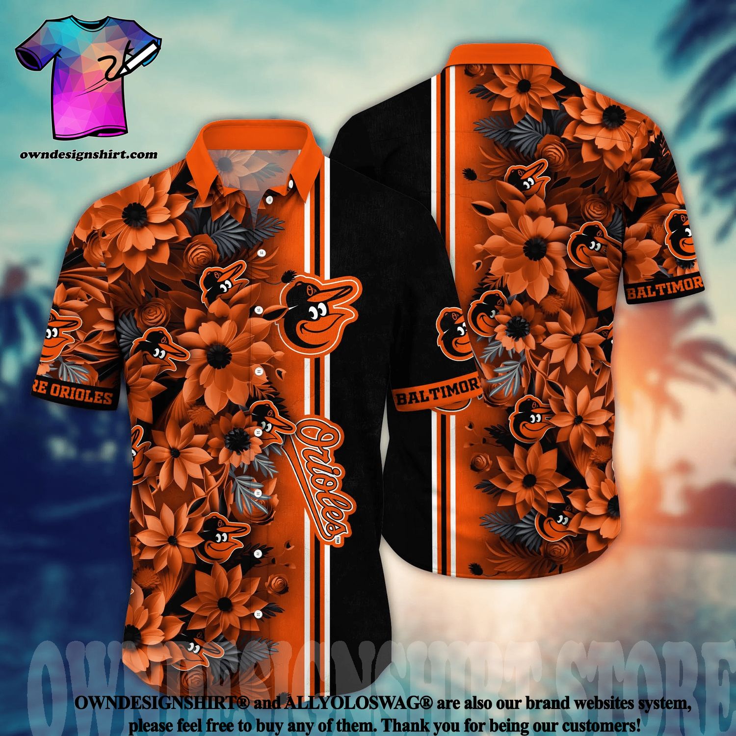 The best selling] Baltimore Orioles MLB Floral Classic Full Printed Hawaiian  Shirt