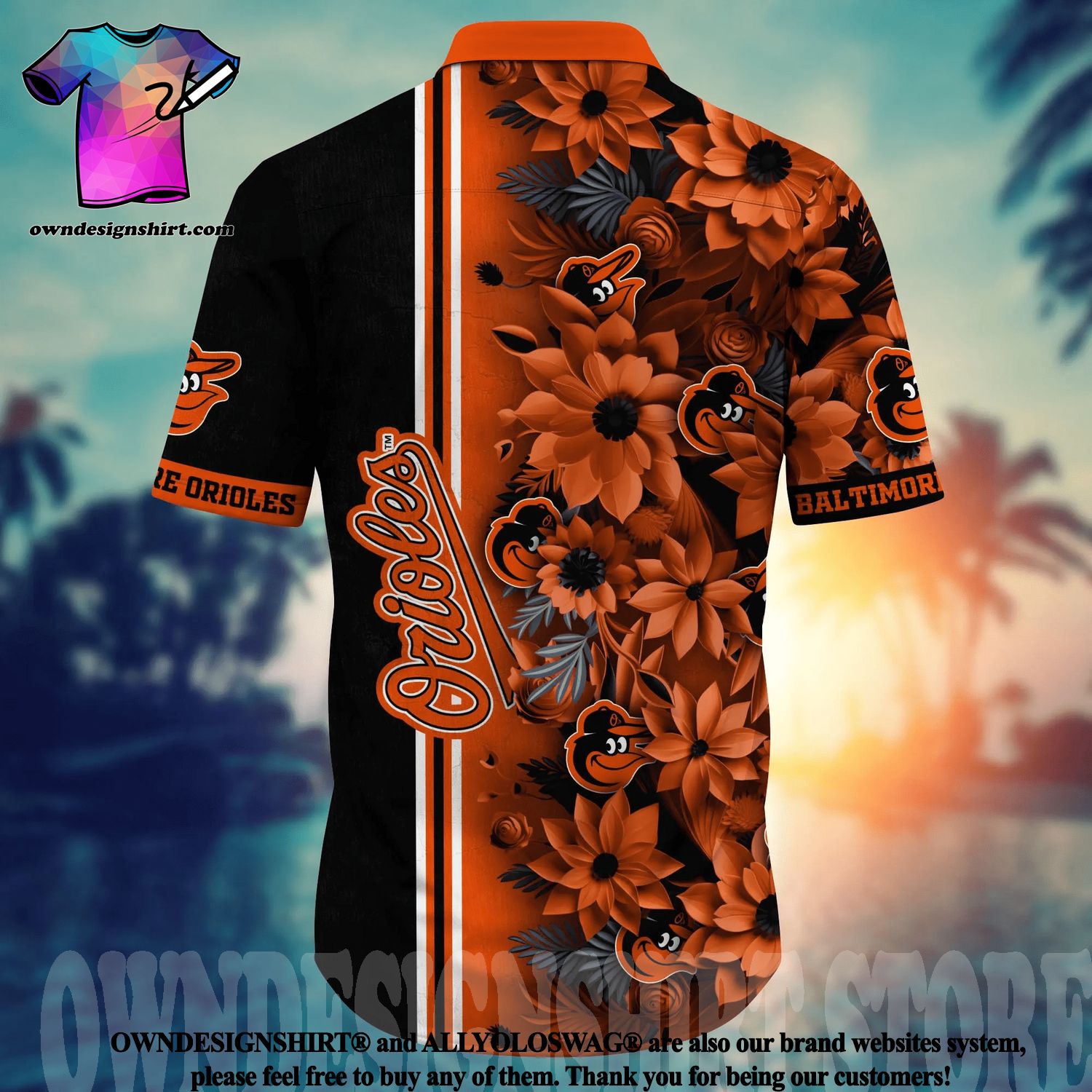 MLB Baltimore Orioles Baseball Floral Aloha Hawaiian Shirt