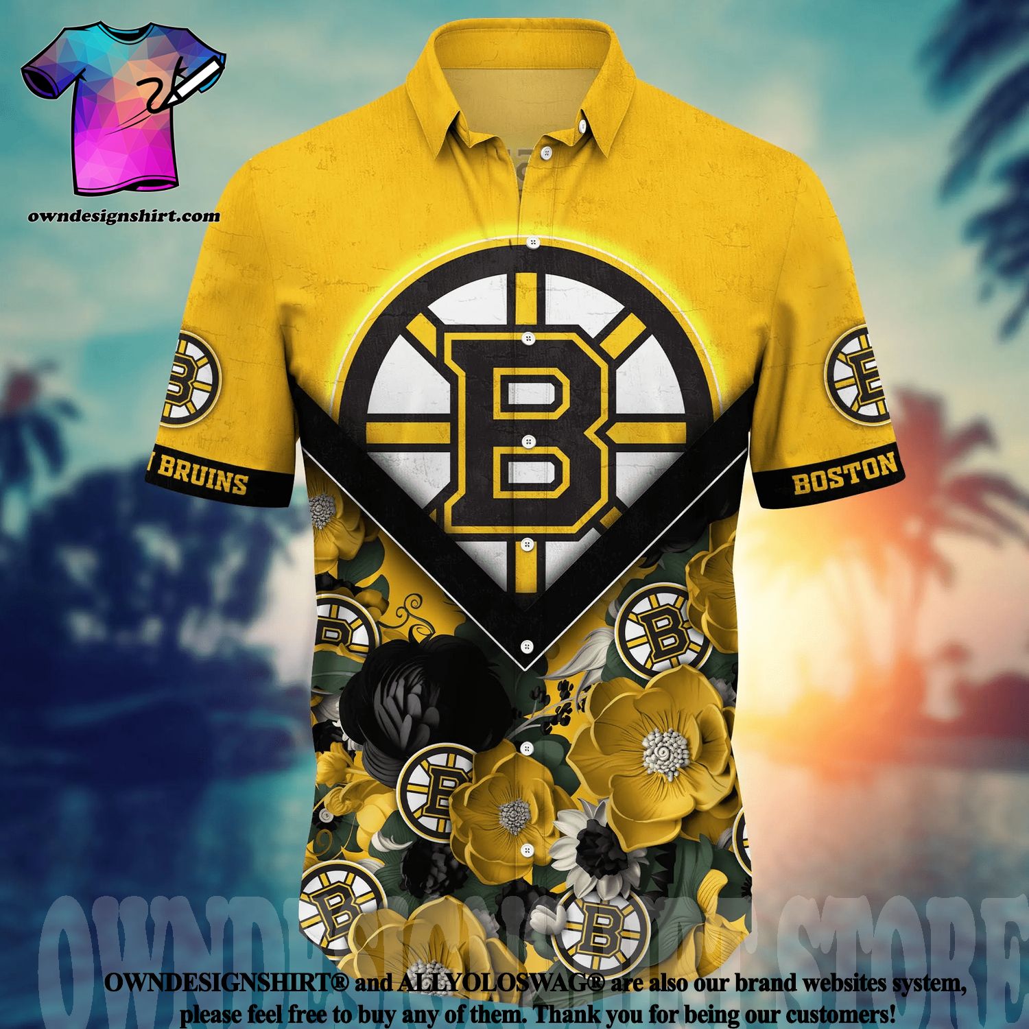 Boston Bruins NHL Flower Classic Full Print Hawaiian Shirt - Limotees