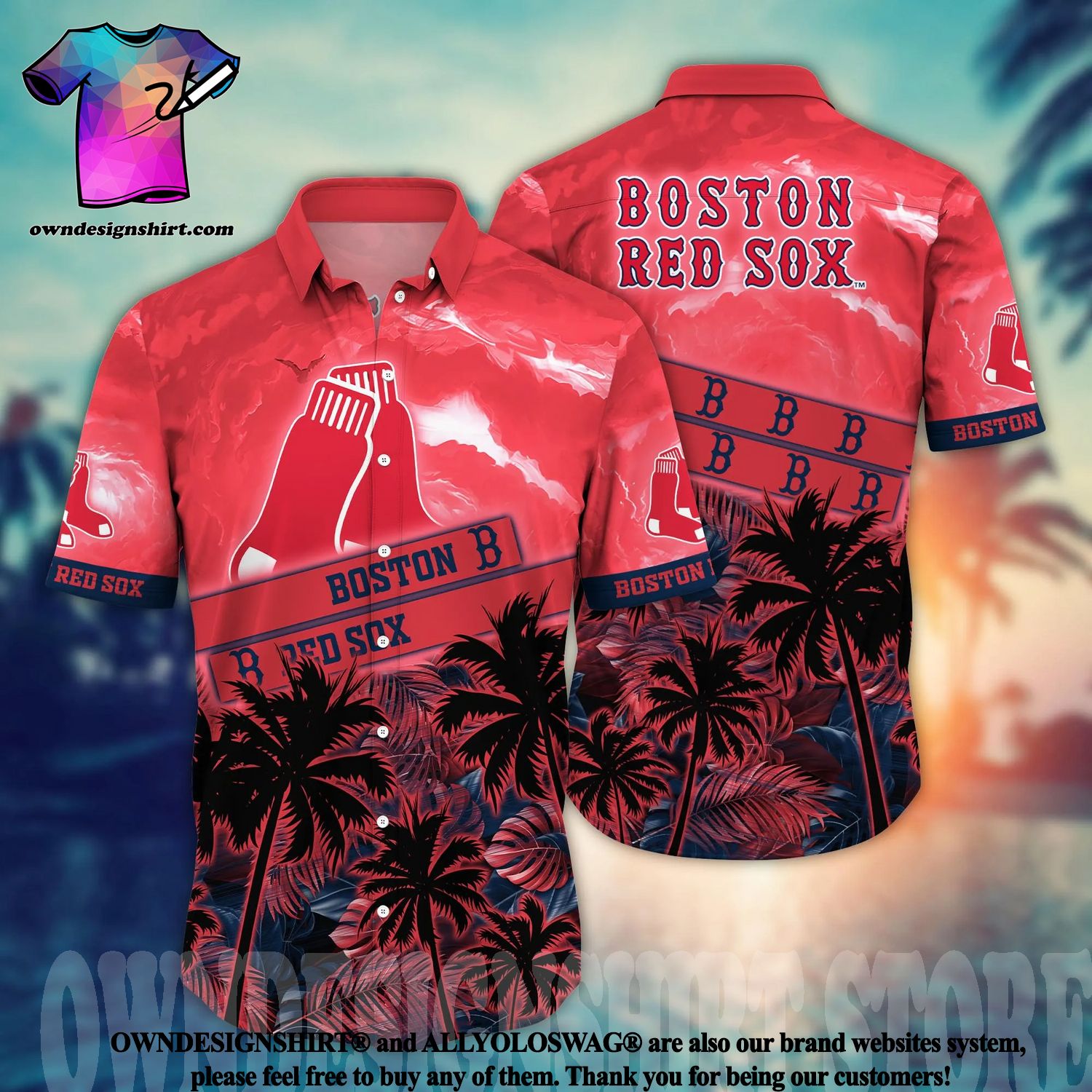 Boston Red Sox Mlb Mens Floral Hawaii Summer Hawaiian Shirt And Short