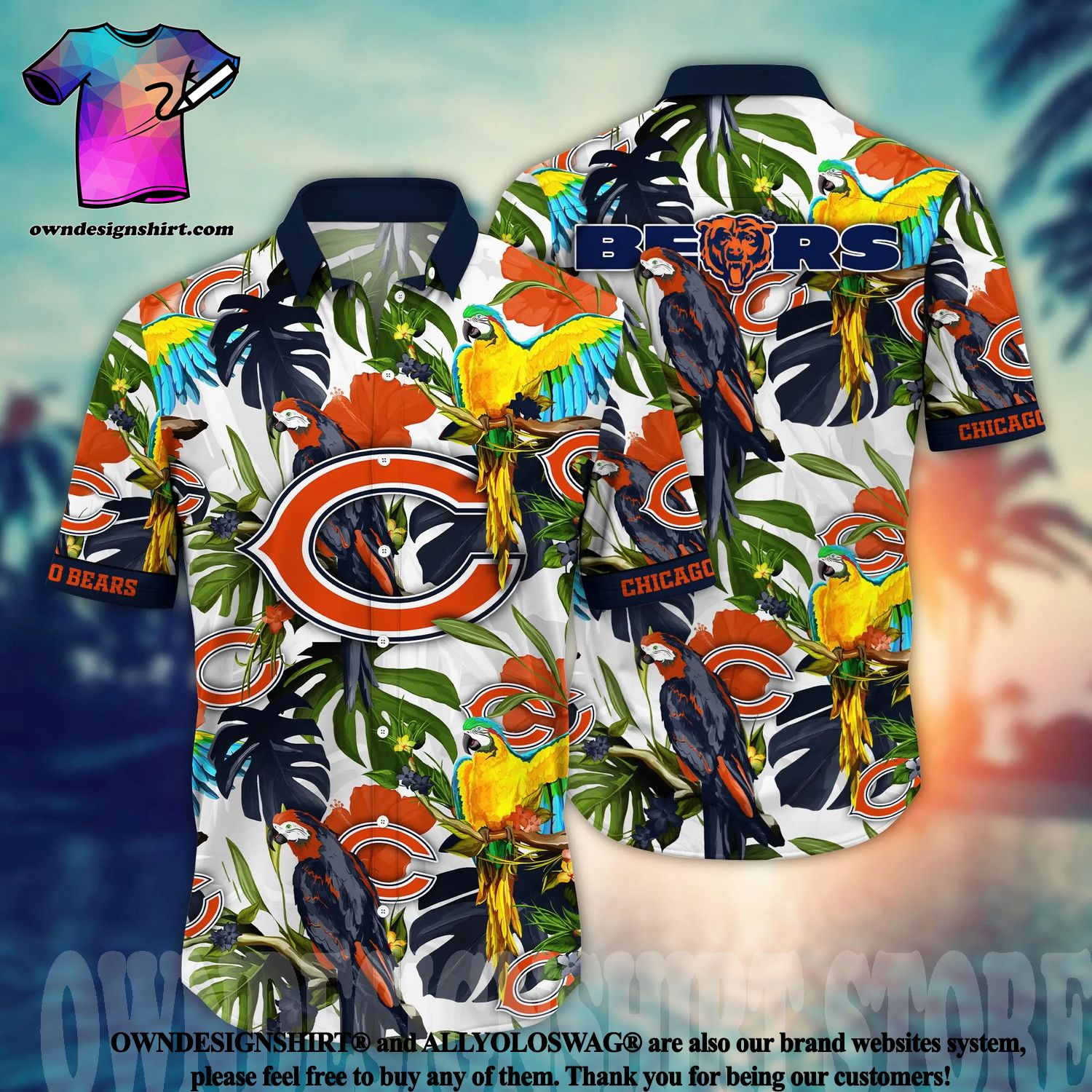 Chicago Bears Hawaiian Shirt Tropical Floral Hawaiian Shirt - A Trendy  Luxury Gift Collection