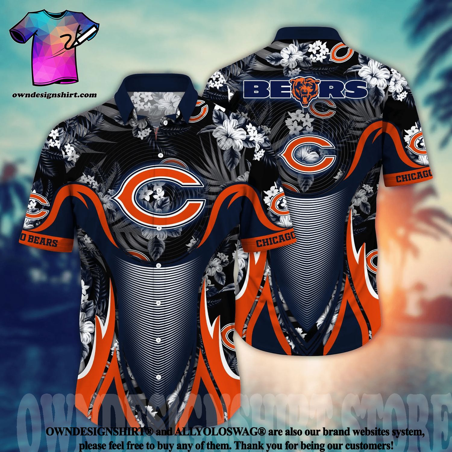 chicago bears floral shirt