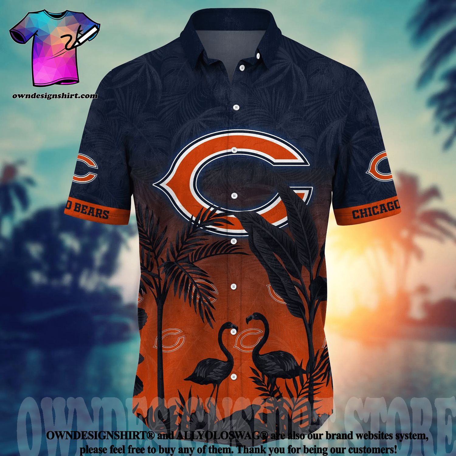 The best selling] Chicago Bears NFL Flower Full Printing 3D Hawaiian Shirt