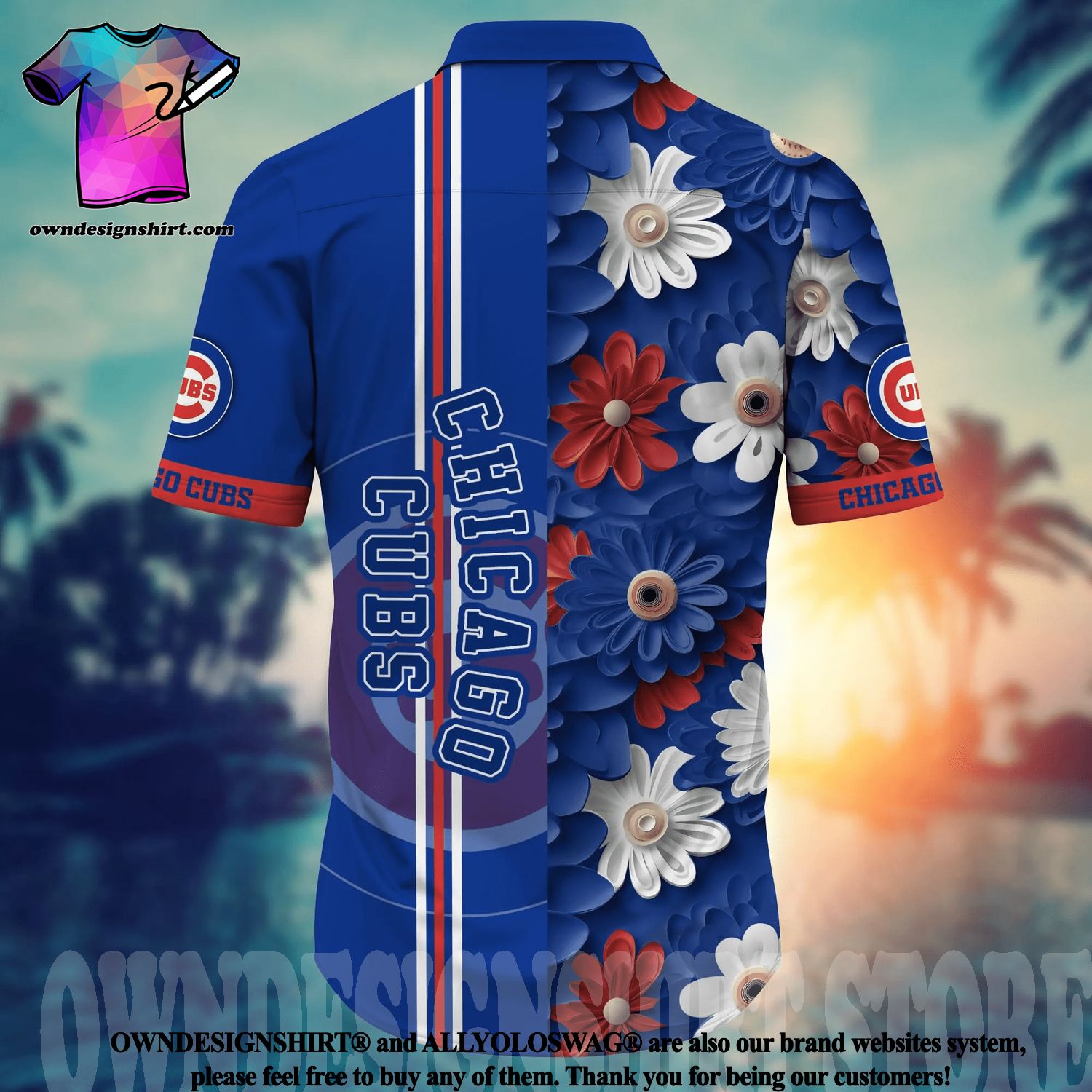 The best selling] Chicago Cubs MLB Floral Full Print 3D Hawaiian Shirt