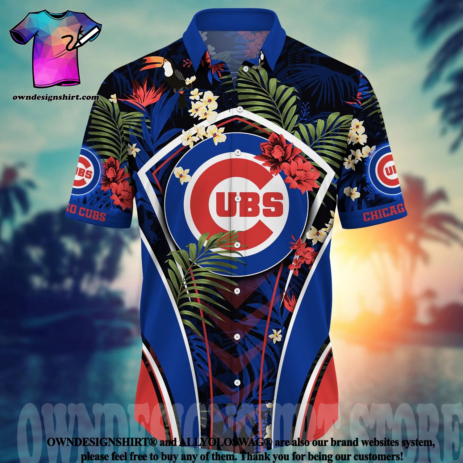 The best selling] Chicago Cubs MLB Floral 3D Hawaiian Shirt