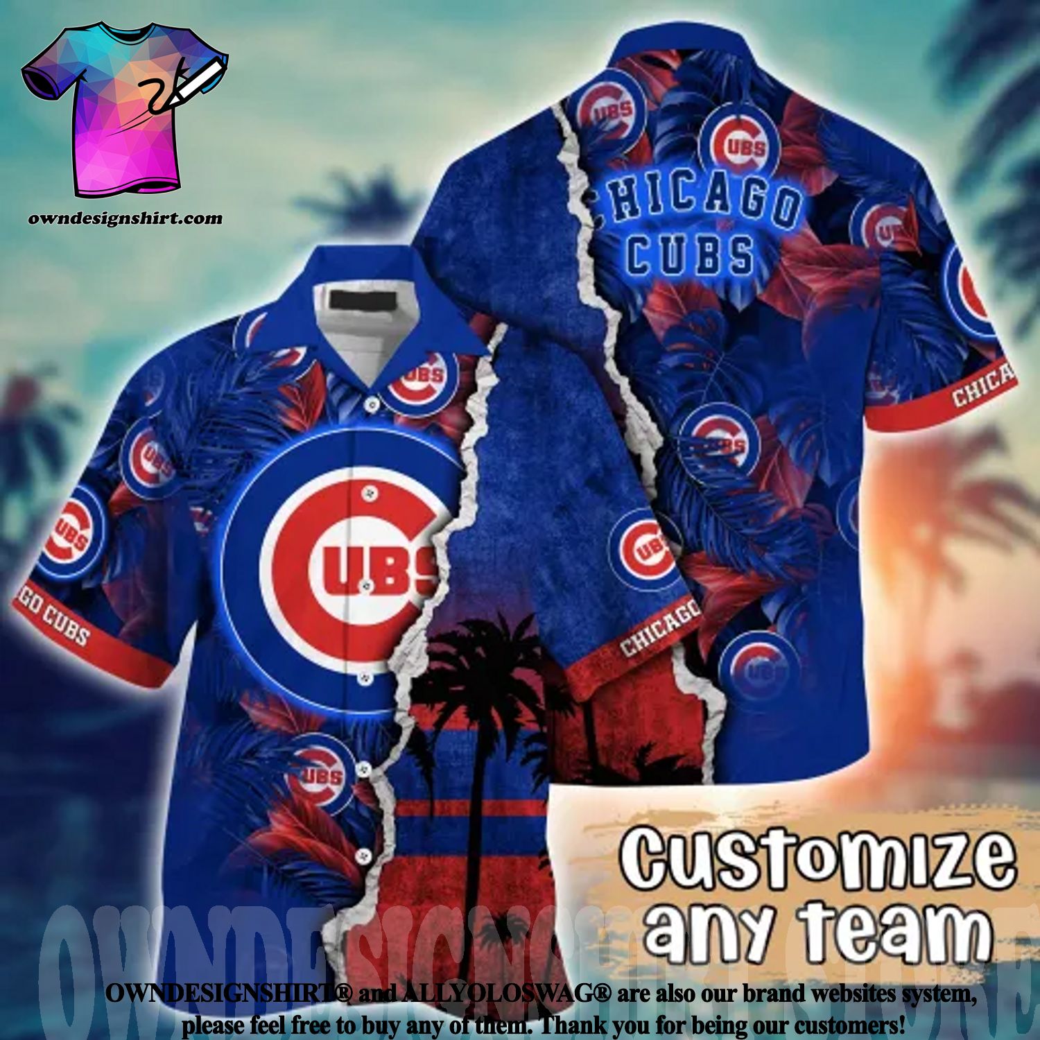 The best selling] Chicago Cubs MLB Floral Full Printing Classic