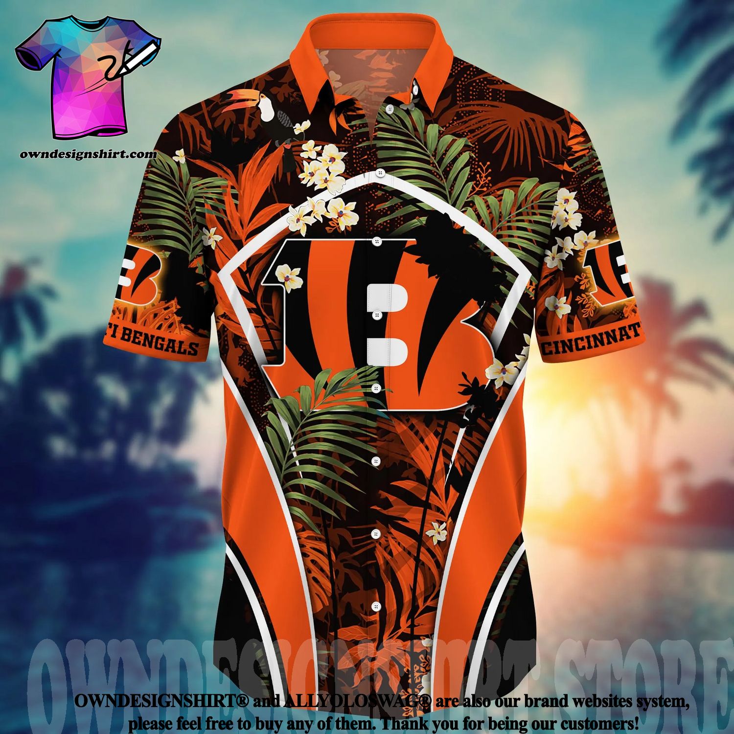 The best selling] Cincinnati Bengals NFL Floral Full Print 3D Hawaiian Shirt