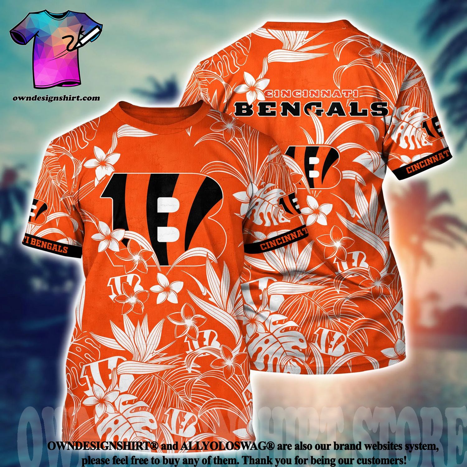 Cincinnati Bengals NFL Flower Full Printed 3D Hawaiian Shirt - Limotees