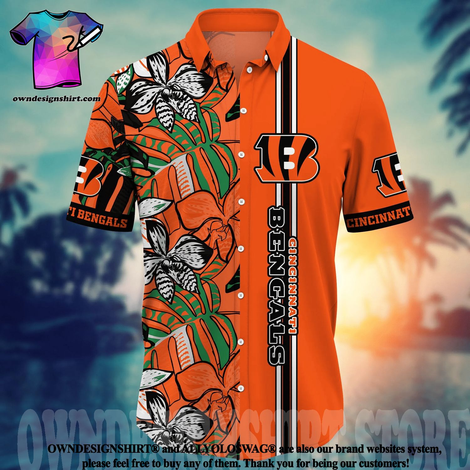 Great Cincinnati Bengals Short Sleeve Button Down Hawaiian Shirt