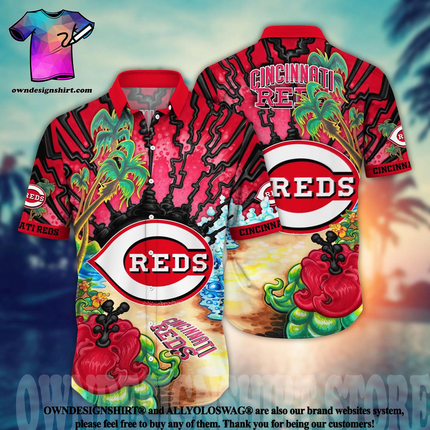 Personalized Cincinnati Reds MLB Flower Summer Baseball Hawaiian