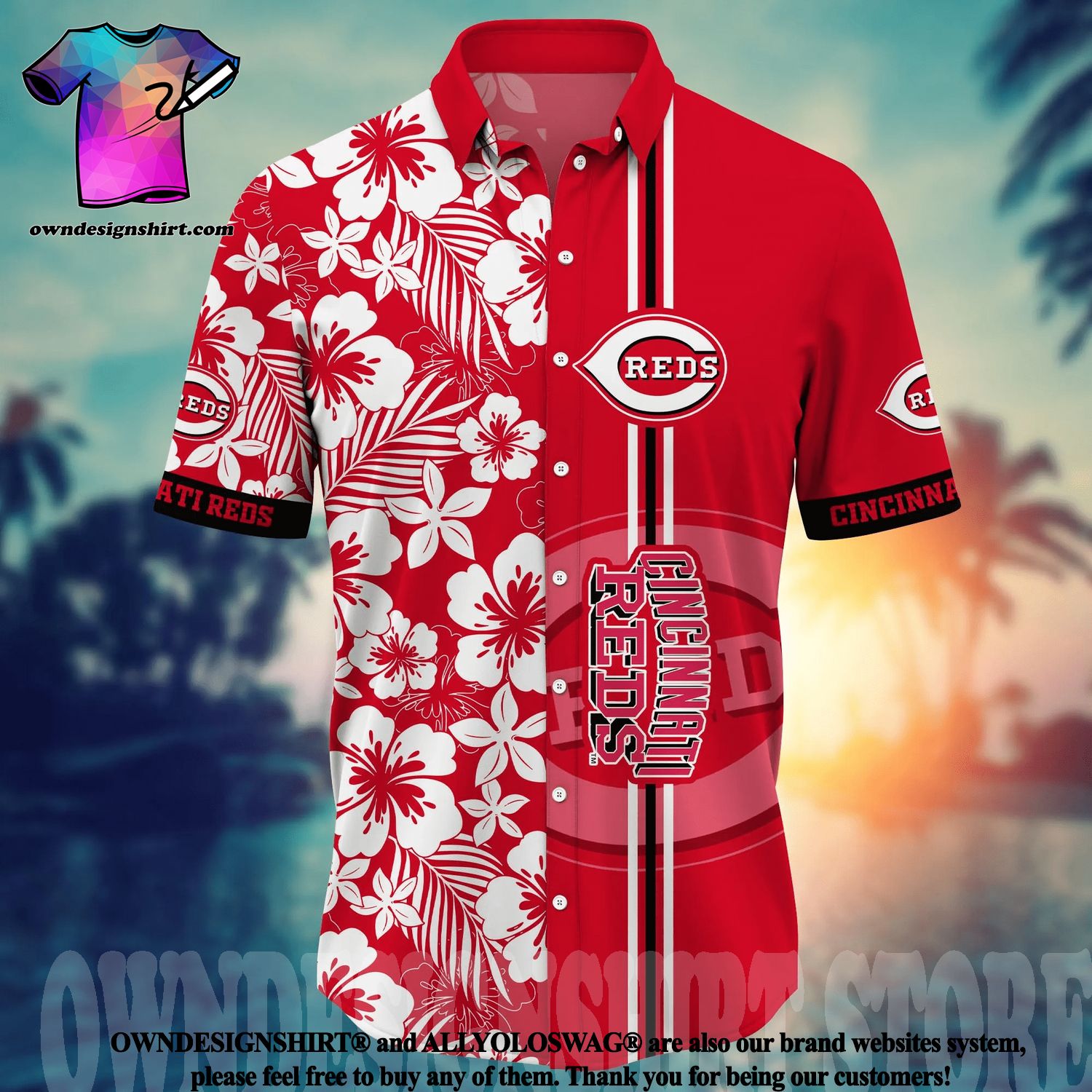 Cincinnati Reds 3D Hawaiian Shirts Flower Summer, Cincinnati Reds Hawaiian  Shirt